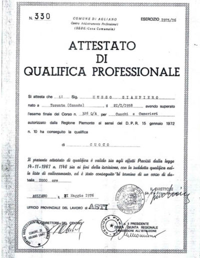 Attestato cuoco